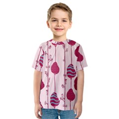 Original Tree Bird Leaf Flower Floral Pink Wave Chevron Blue Polka Dots Kids  Sport Mesh Tee