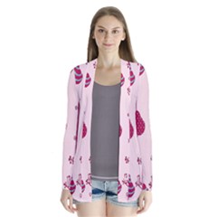 Original Tree Bird Leaf Flower Floral Pink Wave Chevron Blue Polka Dots Drape Collar Cardigan