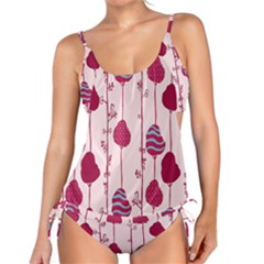 Original Tree Bird Leaf Flower Floral Pink Wave Chevron Blue Polka Dots Tankini Set by Mariart