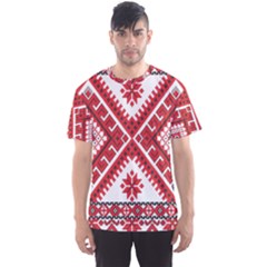 Model Traditional Draperie Line Red White Triangle Men s Sports Mesh Tee