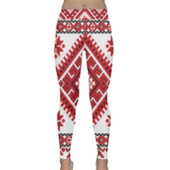 Model Traditional Draperie Line Red White Triangle Classic Yoga Leggings by Mariart