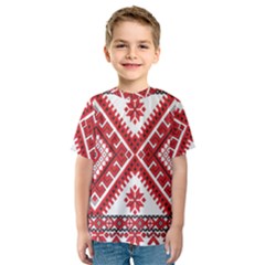 Model Traditional Draperie Line Red White Triangle Kids  Sport Mesh Tee