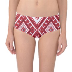 Model Traditional Draperie Line Red White Triangle Mid-waist Bikini Bottoms by Mariart