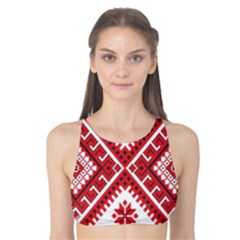 Model Traditional Draperie Line Red White Triangle Tank Bikini Top