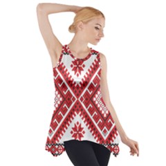 Model Traditional Draperie Line Red White Triangle Side Drop Tank Tunic by Mariart