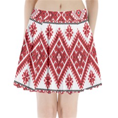 Model Traditional Draperie Line Red White Triangle Pleated Mini Skirt