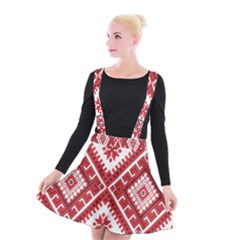 Model Traditional Draperie Line Red White Triangle Suspender Skater Skirt by Mariart