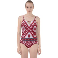 Model Traditional Draperie Line Red White Triangle Cut Out Top Tankini Set by Mariart