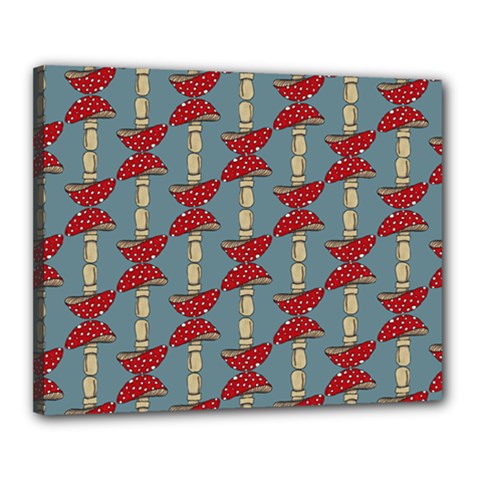 Mushroom Madness Red Grey Polka Dots Canvas 20  X 16 