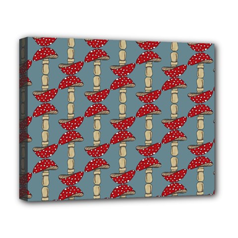 Mushroom Madness Red Grey Polka Dots Deluxe Canvas 20  X 16   by Mariart