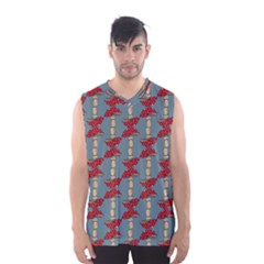 Mushroom Madness Red Grey Polka Dots Men s Basketball Tank Top by Mariart