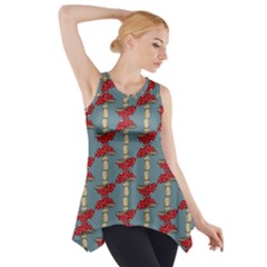 Mushroom Madness Red Grey Polka Dots Side Drop Tank Tunic by Mariart