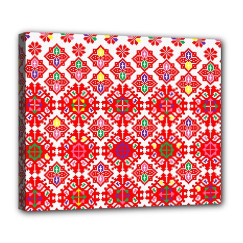 Plaid Red Star Flower Floral Fabric Deluxe Canvas 24  X 20  