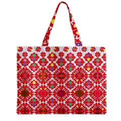 Plaid Red Star Flower Floral Fabric Zipper Mini Tote Bag by Mariart