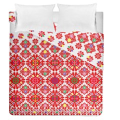 Plaid Red Star Flower Floral Fabric Duvet Cover Double Side (queen Size)