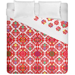 Plaid Red Star Flower Floral Fabric Duvet Cover Double Side (california King Size) by Mariart