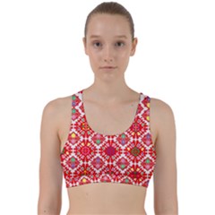 Plaid Red Star Flower Floral Fabric Back Weave Sports Bra by Mariart