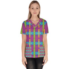 Stripes And Dots                            Women s V-neck Scrub Top