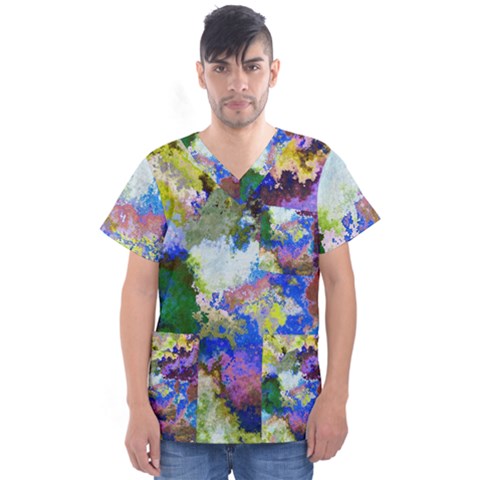 Color Mix Canvas                            Men s V-neck Scrub Top by LalyLauraFLM