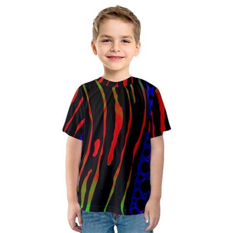 Frog Spectrum Polka Line Wave Rainbow Kids  Sport Mesh Tee by Mariart