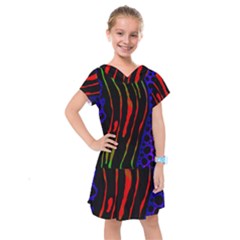 Frog Spectrum Polka Line Wave Rainbow Kids  Drop Waist Dress by Mariart