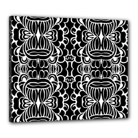 Psychedelic Pattern Flower Black Canvas 24  X 20 