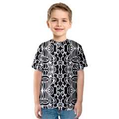 Psychedelic Pattern Flower Black Kids  Sport Mesh Tee