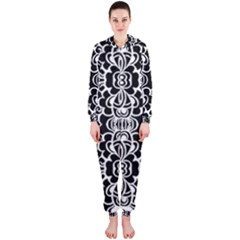 Psychedelic Pattern Flower Black Hooded Jumpsuit (ladies) 