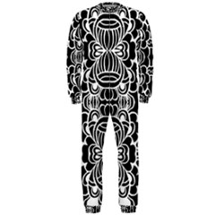 Psychedelic Pattern Flower Black Onepiece Jumpsuit (men)  by Mariart