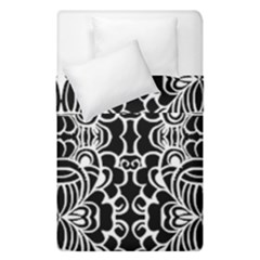 Psychedelic Pattern Flower Black Duvet Cover Double Side (single Size)