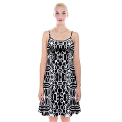 Psychedelic Pattern Flower Black Spaghetti Strap Velvet Dress