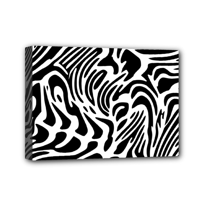 Psychedelic Zebra Black White Line Mini Canvas 7  x 5 