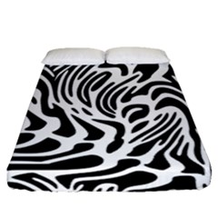 Psychedelic Zebra Black White Line Fitted Sheet (queen Size) by Mariart