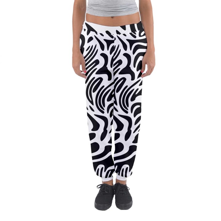 Psychedelic Zebra Black White Line Women s Jogger Sweatpants