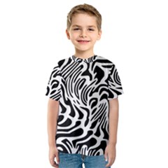 Psychedelic Zebra Black White Line Kids  Sport Mesh Tee