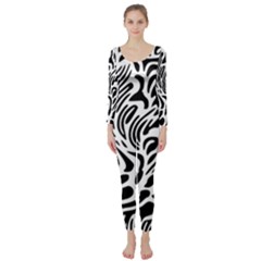 Psychedelic Zebra Black White Line Long Sleeve Catsuit by Mariart