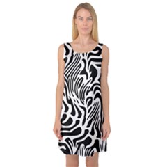 Psychedelic Zebra Black White Line Sleeveless Satin Nightdress by Mariart