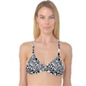 Psychedelic Zebra Black White Line Reversible Tri Bikini Top View1