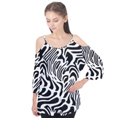 Psychedelic Zebra Black White Line Flutter Tees