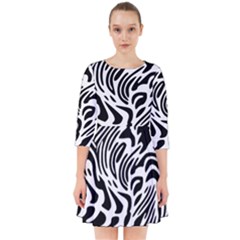 Psychedelic Zebra Black White Line Smock Dress