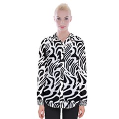 Psychedelic Zebra Black White Line Womens Long Sleeve Shirt