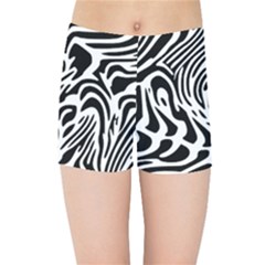 Psychedelic Zebra Black White Line Kids Sports Shorts by Mariart