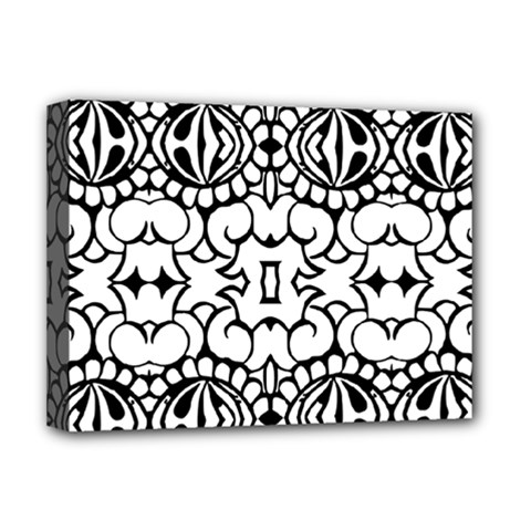 Psychedelic Pattern Flower Crown Black Flower Deluxe Canvas 16  X 12  