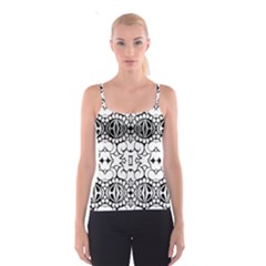 Psychedelic Pattern Flower Crown Black Flower Spaghetti Strap Top by Mariart