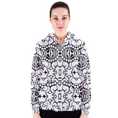 Psychedelic Pattern Flower Crown Black Flower Women s Zipper Hoodie by Mariart