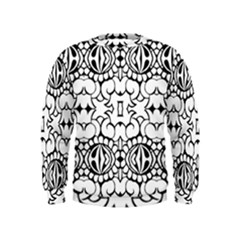 Psychedelic Pattern Flower Crown Black Flower Kids  Sweatshirt