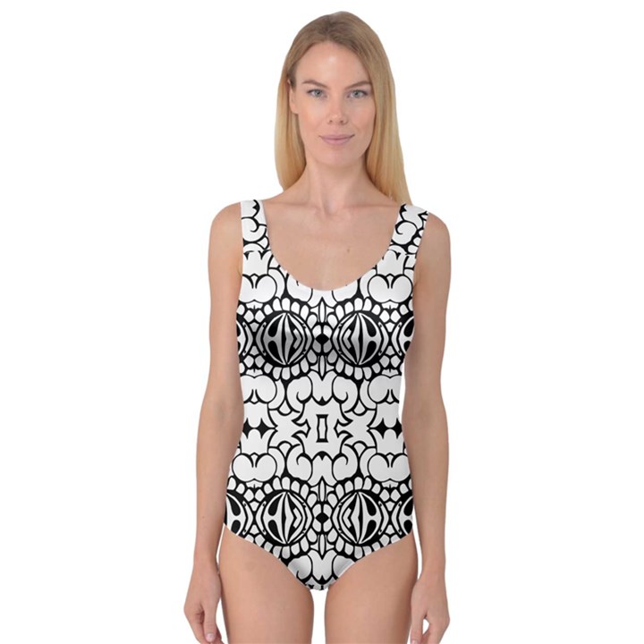 Psychedelic Pattern Flower Crown Black Flower Princess Tank Leotard 