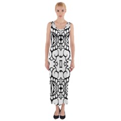 Psychedelic Pattern Flower Crown Black Flower Fitted Maxi Dress by Mariart