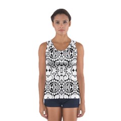 Psychedelic Pattern Flower Crown Black Flower Sport Tank Top 