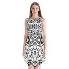 Psychedelic Pattern Flower Crown Black Flower Sleeveless Chiffon Dress   by Mariart